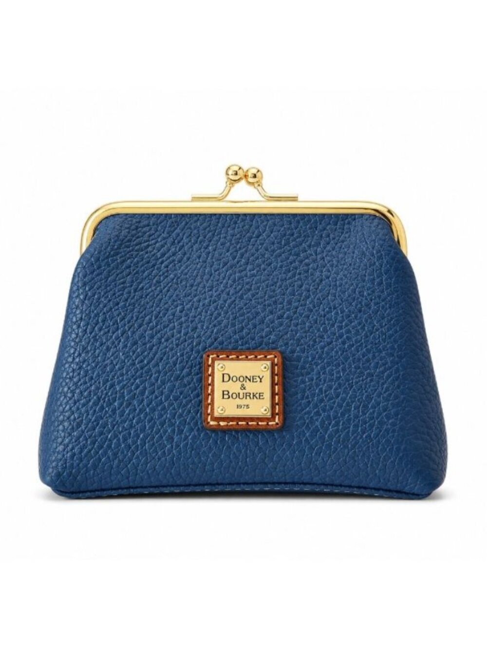 Dooney & Bourke Blue Pebbled Leather Large Frame Coin Purse Kisslock Wallet NWT
